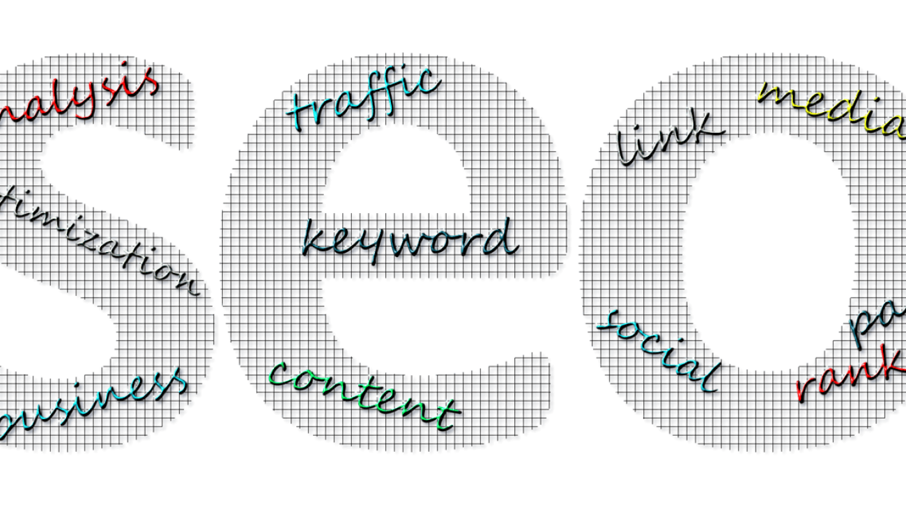 The word SEO with other words across its letter