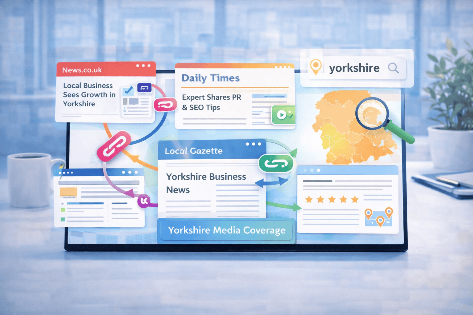 Digital PR strategy helping Bradford businesses earn local SEO links from Yorkshire media coverage