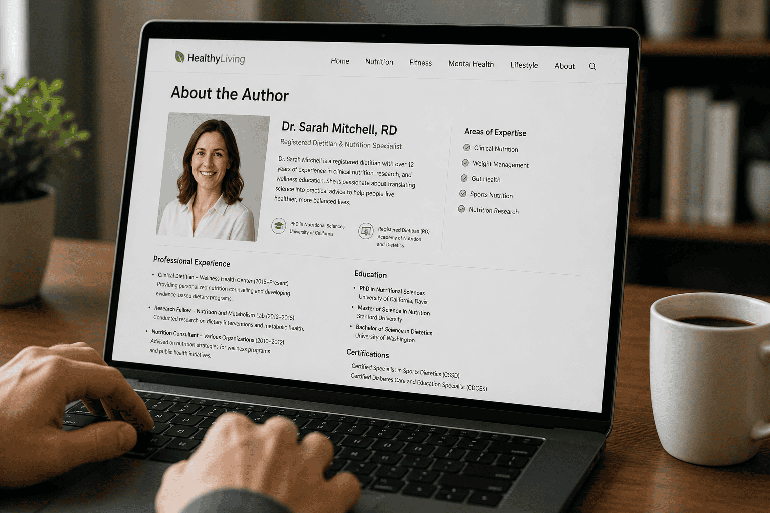 Professional author profile showcasing expertise, qualifications and industry experience