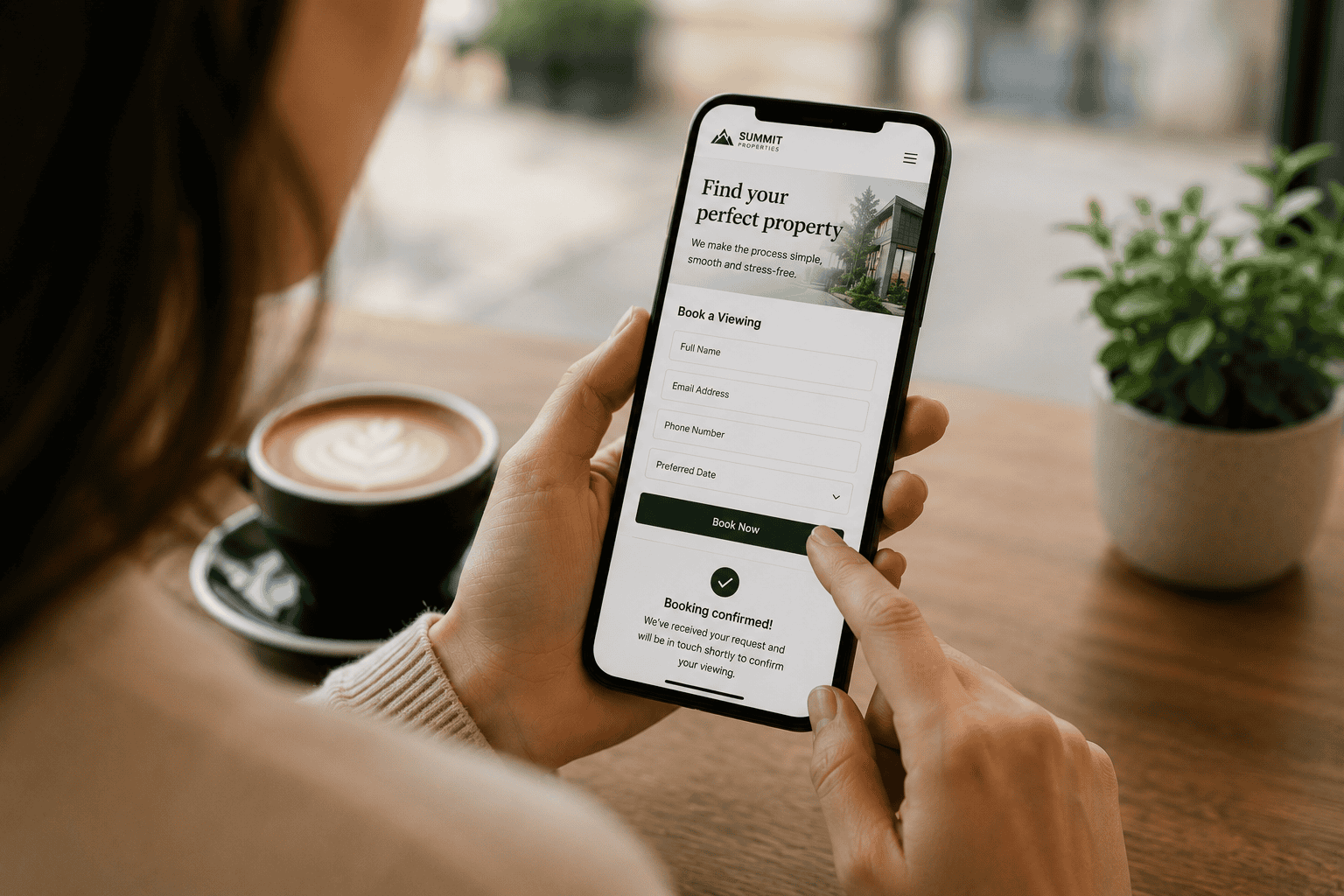 Customer successfully interacting with a mobile-first website using a smartphone