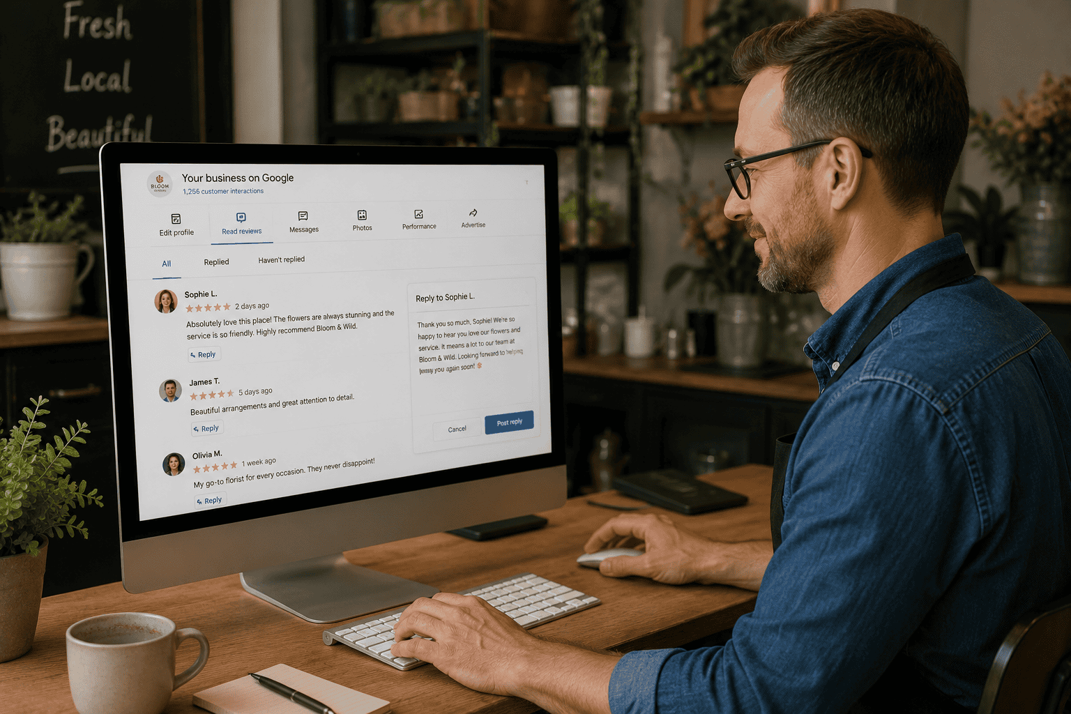 Website owner reviewing page speed test results to identify performance improvements