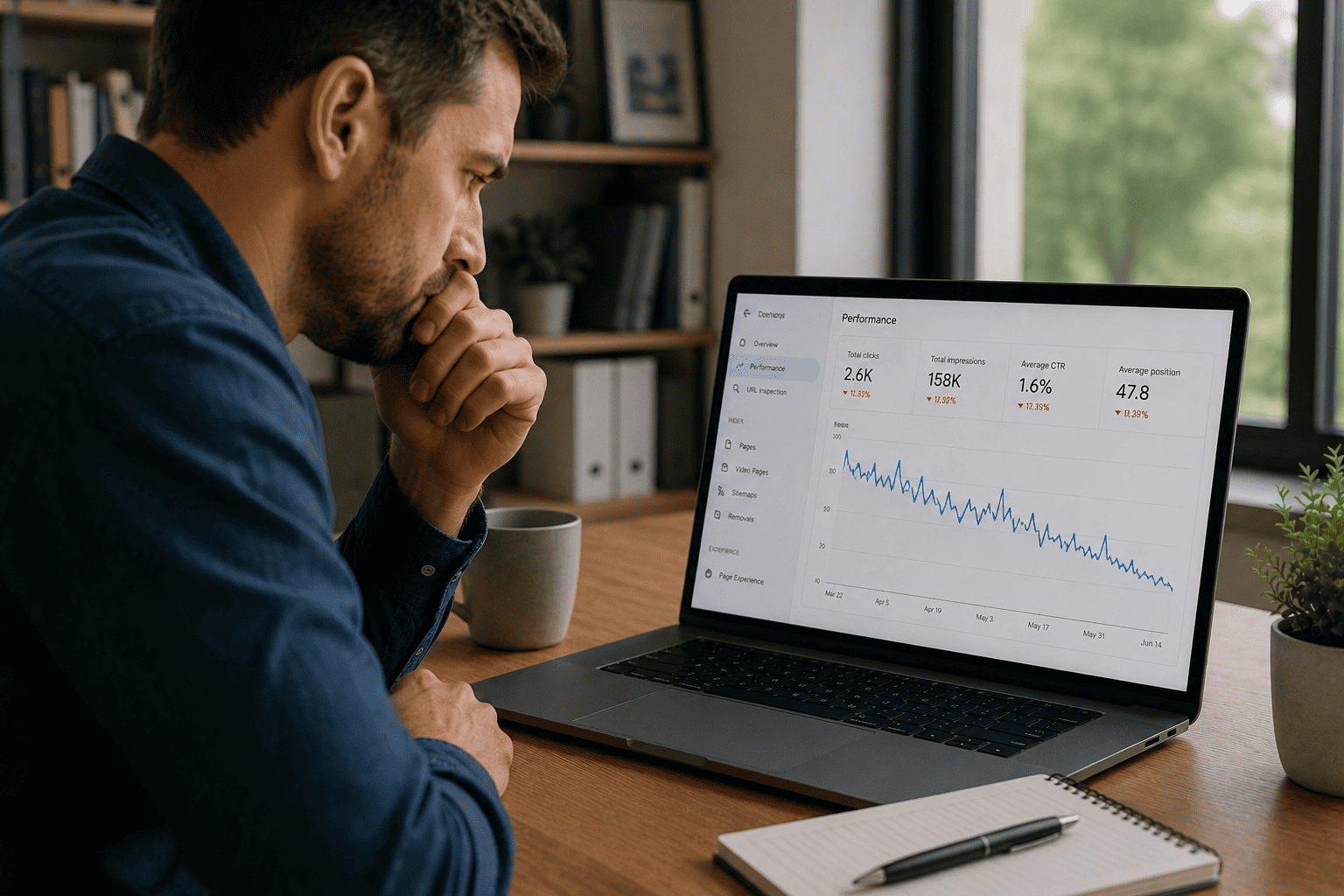 Website owner investigating a sudden drop in website traffic and search visibility