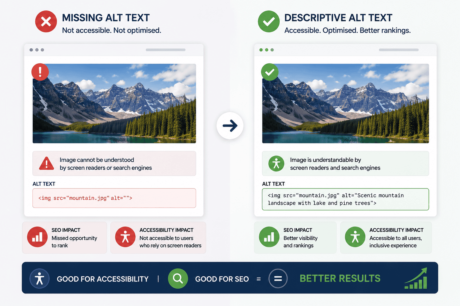 Comparison showing image accessibility improvements through descriptive alt text