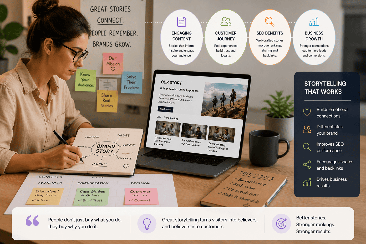 Digital storytelling strategy helping businesses create engaging content that supports SEO performance