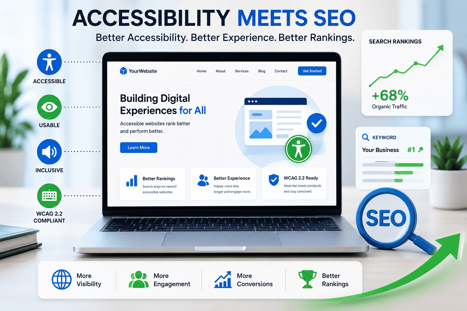 Website accessibility improvements helping search engine rankings and user experience